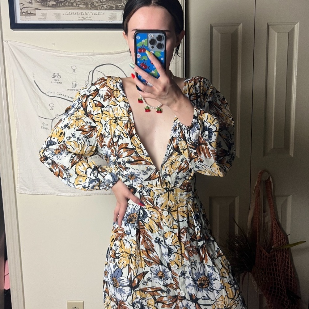 NWT ANTHROPOLOGIE x Faithfull the brand Chloe Midi Dress US 8 Small - Picture 2 of 6